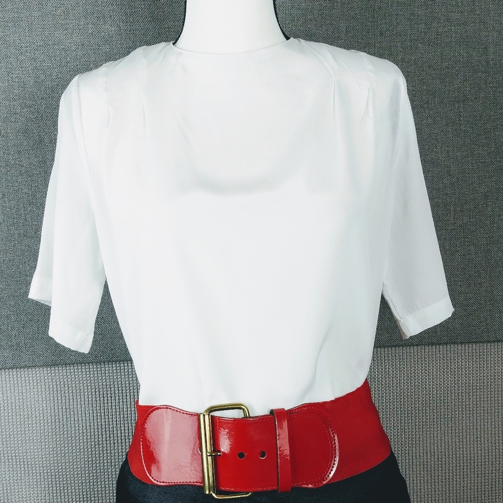 Vintage Christie & Jill White Sheer Romantic Classic Blouse Size Small